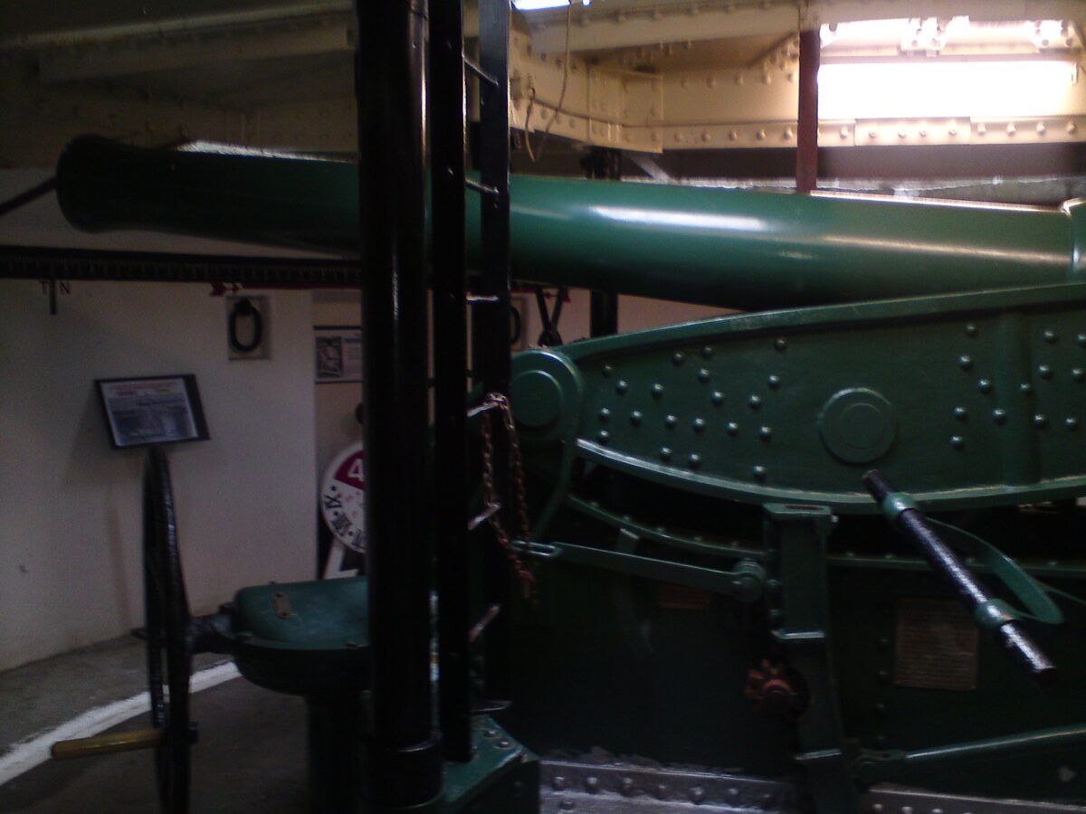 The Armstrong Disappearing Gun in its underground pit at Fort Taiaroa Dunedin