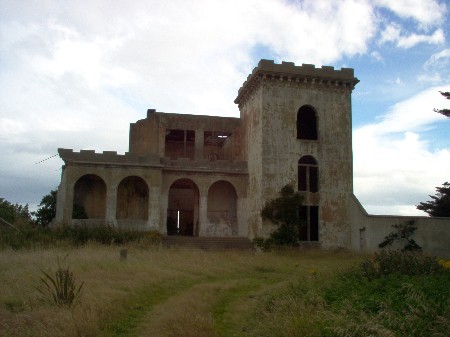 Cargill's Castle ruins on the cliff tops south of Dunedin New Zealand