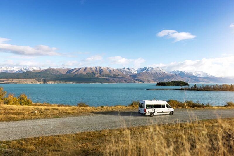 Campervan Lake Pukaki driving in New Zealand