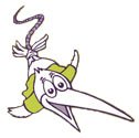 Cartoon kiwi bird bungy jumping