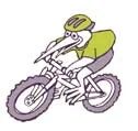 Cartoon kiwi bird cycling