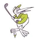 Cartoon kiwi bird playing golf
