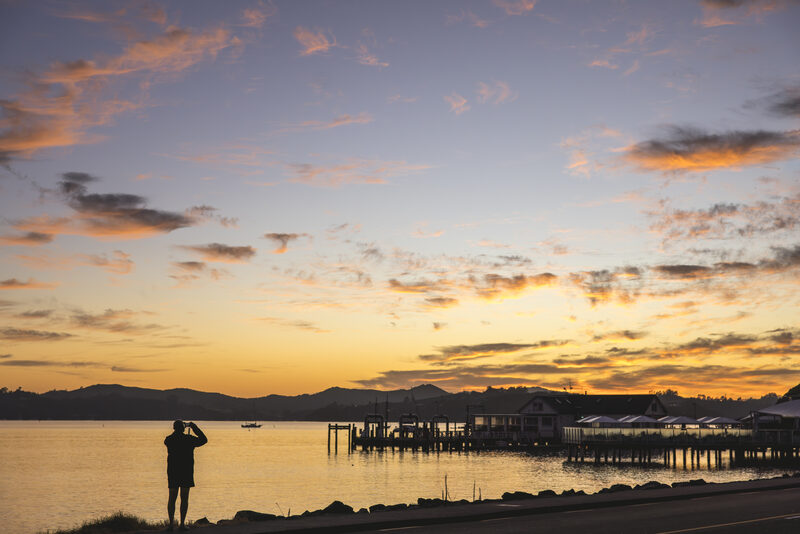 Paihia wharf sunset Bay of Islands Northland New Zealand