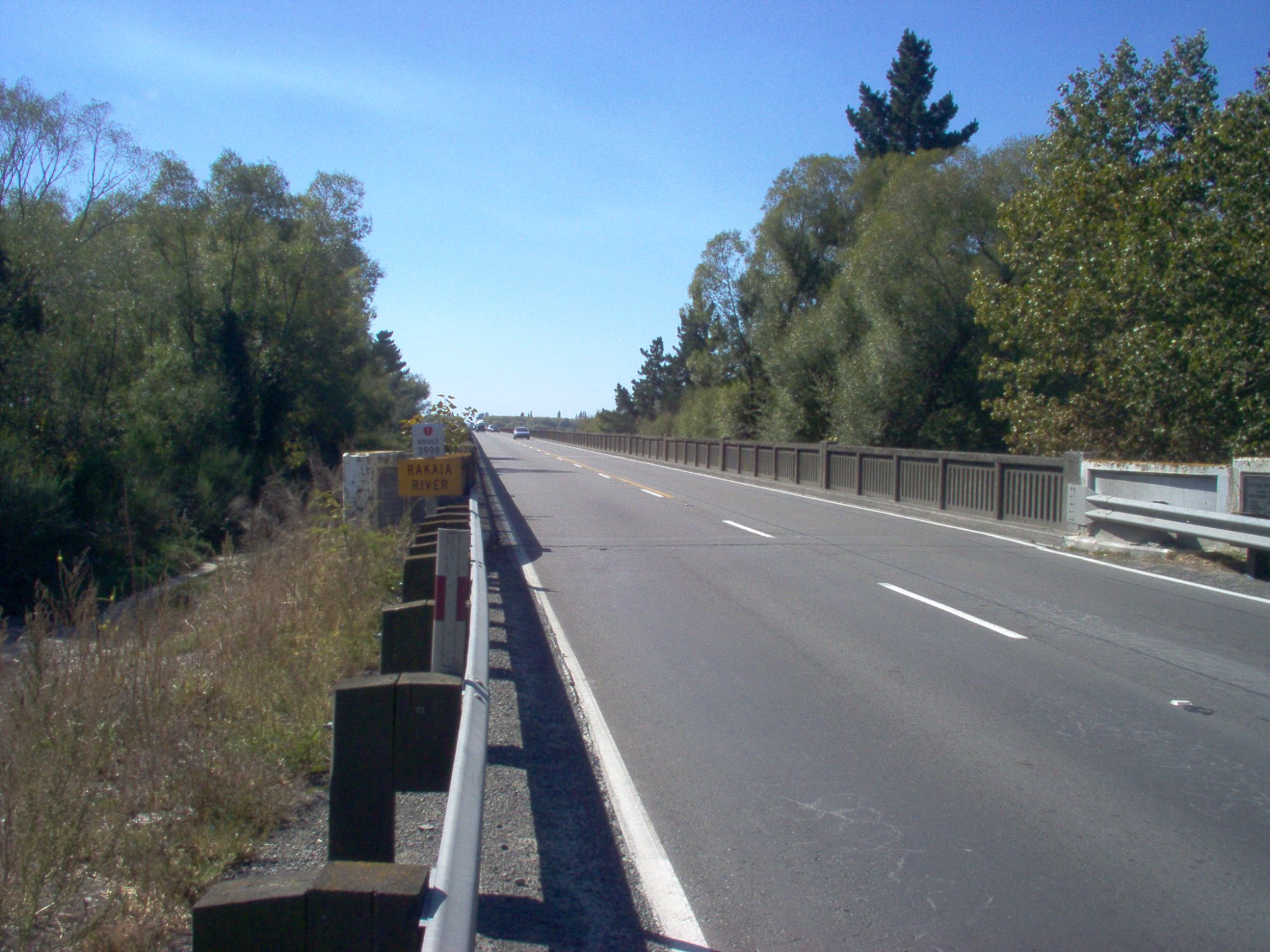 Rakaia Bridge New Zealand's longest bridge looking north across the Canterbury Plains